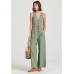Linen blend Funky Buddha ολόσωμη φόρμα με τσέπες