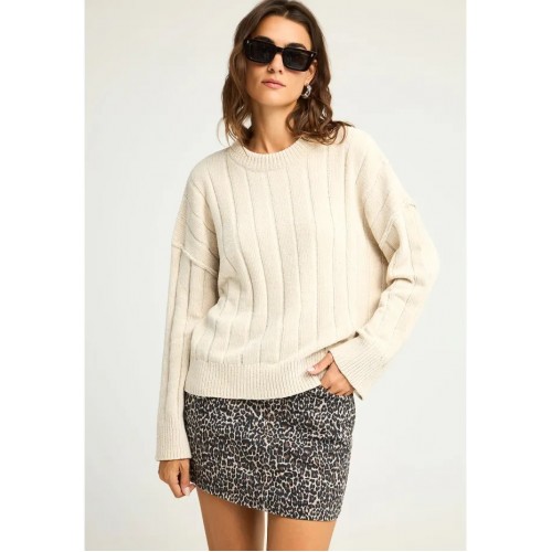 Γυναικεία Πλεκτή μπλούζα με τελείωμα rib Funky Buddha Γυναικεία Πλεκτή μπλούζα με τελείωμα rib Funky Buddha